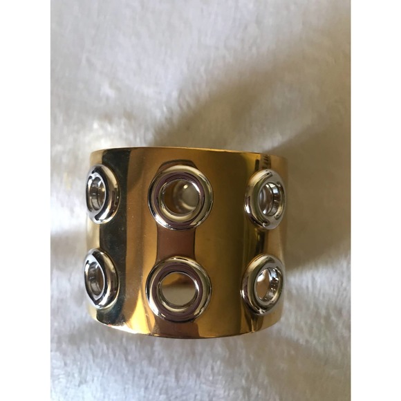 Golden Silver Circle Large Chunky Bracelet - Picture 1 of 6